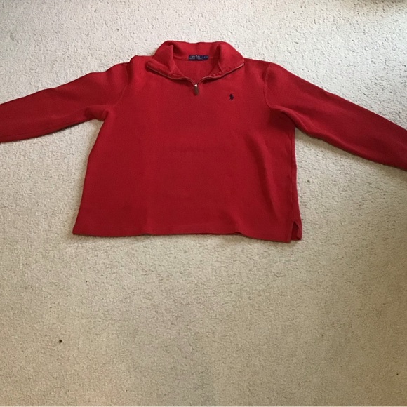 Polo Ralph Lauren Mens quarter zip cotton sweater red size large VGC - Picture 2 of 3